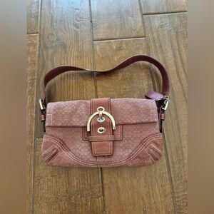 Coach MINI 3628 Vintage Soho Brown Signature C Canvas w/Leather Trim mauve color
